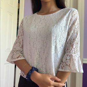 White Lace Blouse Top